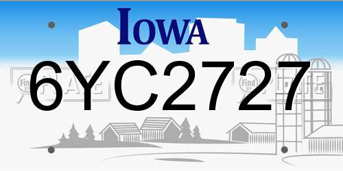 6YC2727 Iowa License Plate