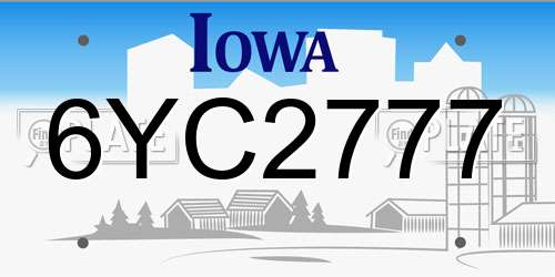 6YC2777 Iowa License Plate