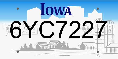 6YC7227 Iowa License Plate