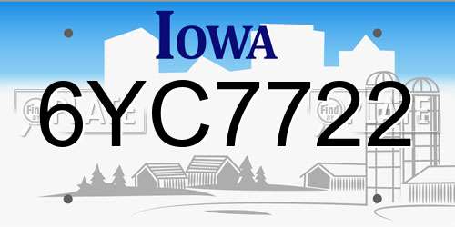 6YC7722 Iowa License Plate