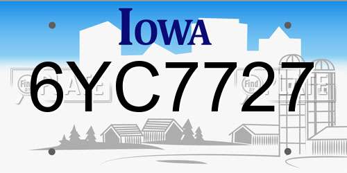 6YC7727 Iowa License Plate