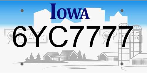6YC7777 Iowa License Plate