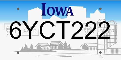 6YCT222 Iowa License Plate