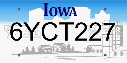 6YCT227 Iowa License Plate