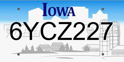 6YCZ227 Iowa License Plate