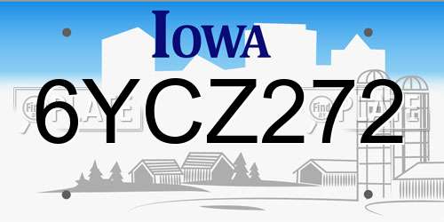 6YCZ272 Iowa License Plate