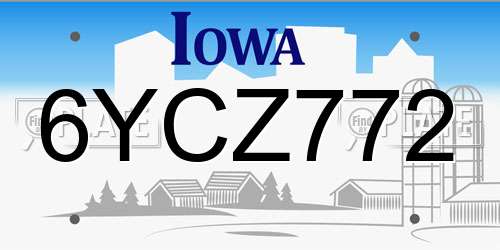 6YCZ772 Iowa License Plate