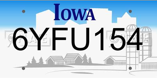6YFU154 Iowa License Plate