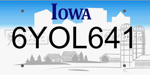 6YOL641 Iowa License Plate