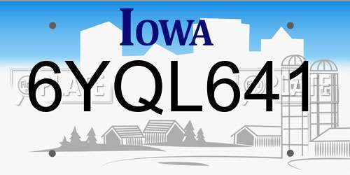 6YQL641 Iowa License Plate