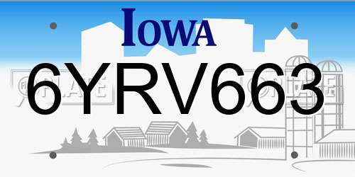 6YRV663 Iowa License Plate