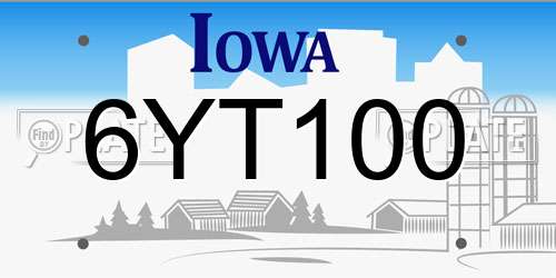 6YT100 Iowa License Plate