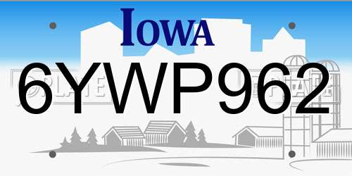 6YWP962 Iowa License Plate