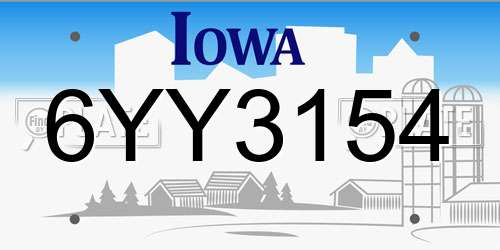 6YY3154 Iowa License Plate