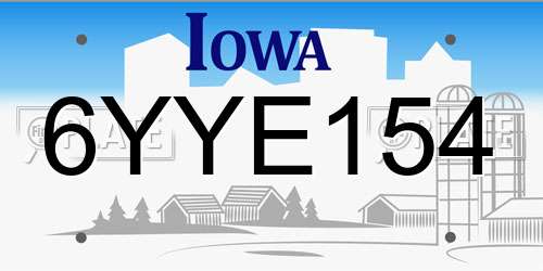 6YYE154 Iowa License Plate