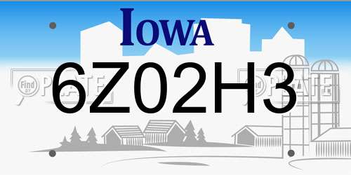 6Z02H3 Iowa License Plate