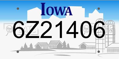 6Z21406 Iowa License Plate