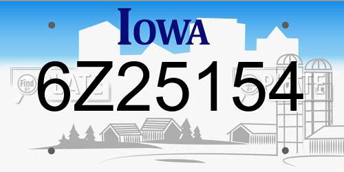 6Z25154 Iowa License Plate