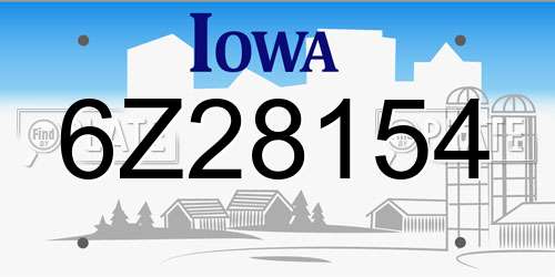 6Z28154 Iowa License Plate