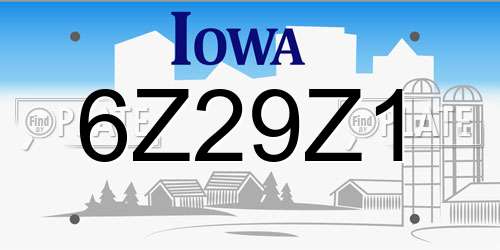 6Z29Z1 Iowa License Plate