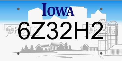 6Z32H2 Iowa License Plate