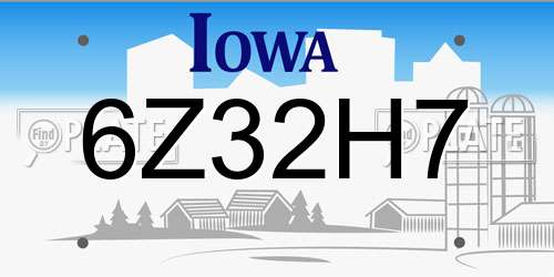 6Z32H7 Iowa License Plate