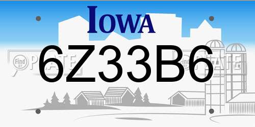 6Z33B6 Iowa License Plate
