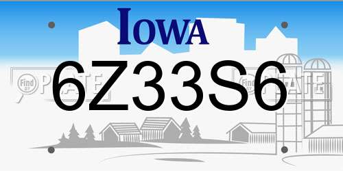 6Z33S6 Iowa License Plate