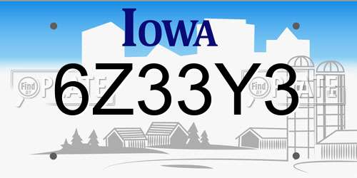 6Z33Y3 Iowa License Plate