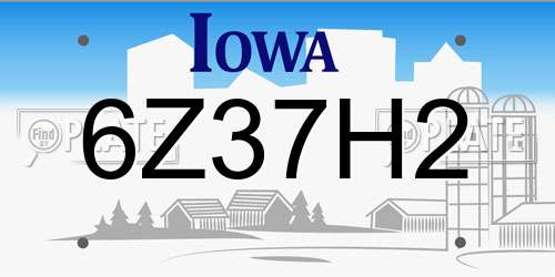 6Z37H2 Iowa License Plate