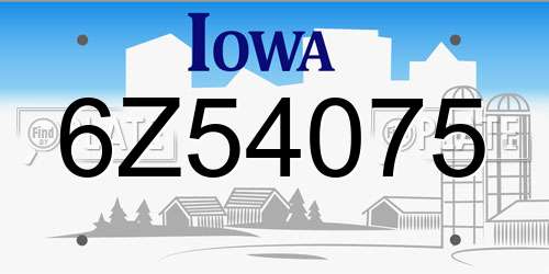 6Z54075 Iowa License Plate