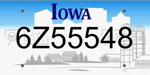 6Z55548 Iowa License Plate