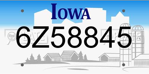 6Z58845 Iowa License Plate