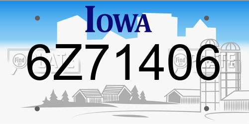 6Z71406 Iowa License Plate