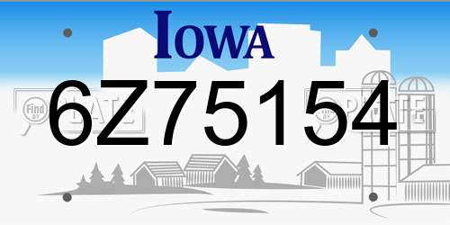 6Z75154 Iowa License Plate