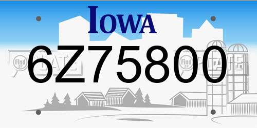 6Z75800 Iowa License Plate