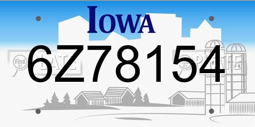 6Z78154 Iowa License Plate