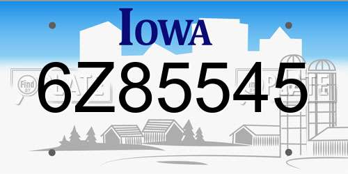 6Z85545 Iowa License Plate