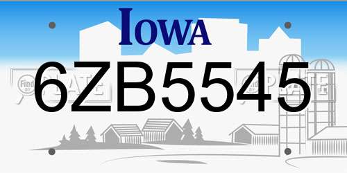 6ZB5545 Iowa License Plate