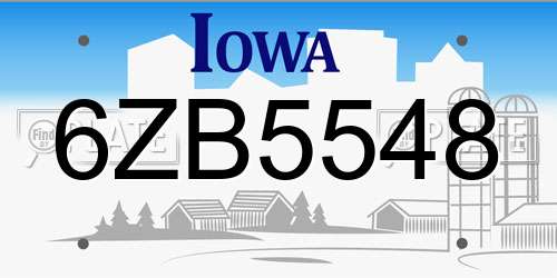 6ZB5548 Iowa License Plate