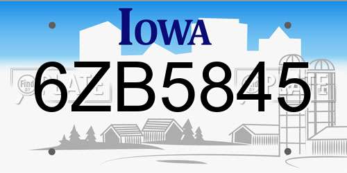 6ZB5845 Iowa License Plate