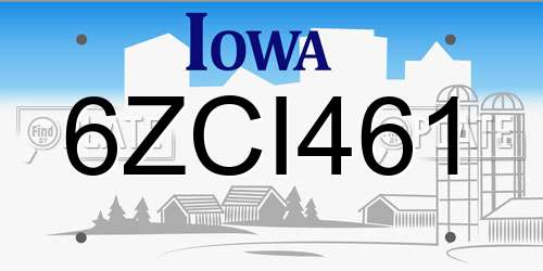 6ZCI461 Iowa License Plate