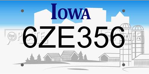 6ZE356 Iowa License Plate