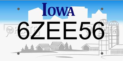 6ZEE56 Iowa License Plate