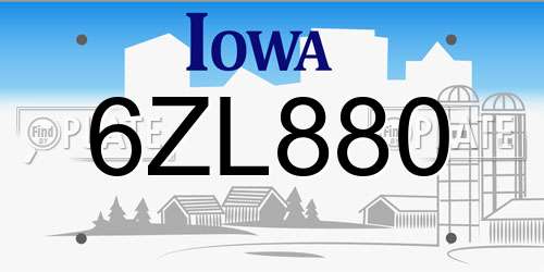 6ZL880 Iowa License Plate