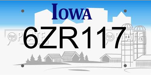 6ZR117 Iowa License Plate