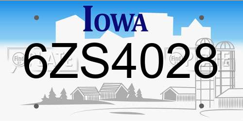 6ZS4028 Iowa License Plate