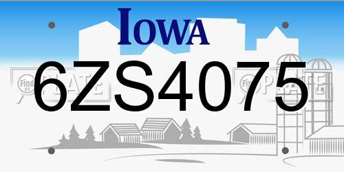 6ZS4075 Iowa License Plate