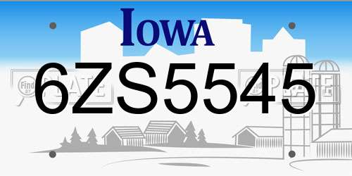 6ZS5545 Iowa License Plate