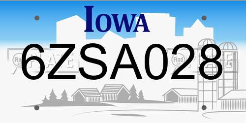 6ZSA028 Iowa License Plate